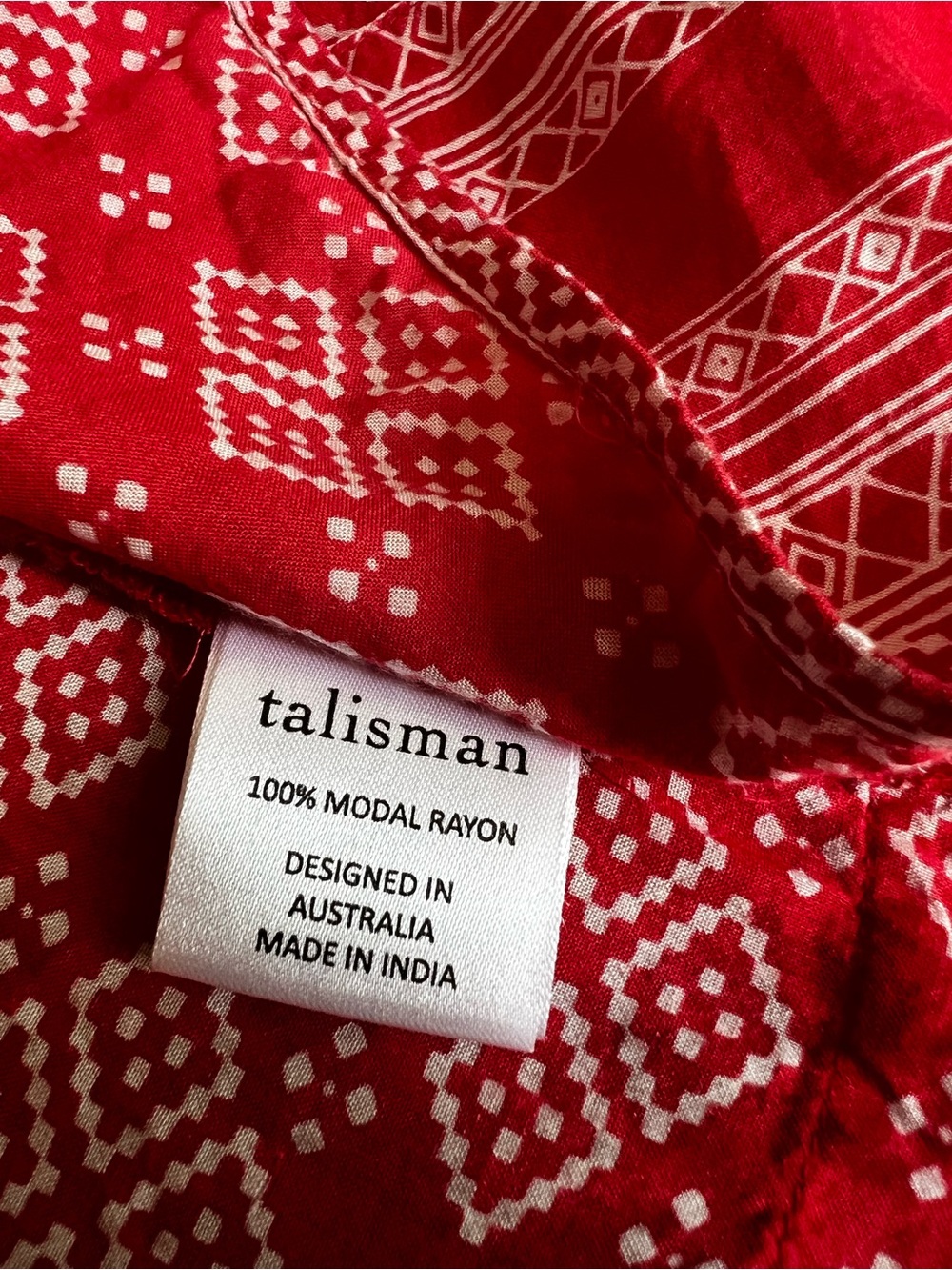 Talisman Red Geometric Off Shoulder Ruffle Boho Maxi Dress Size Small - Picture 12 of 14